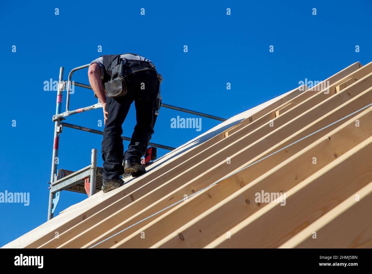 Carpentry work on a residential building Stock Photo