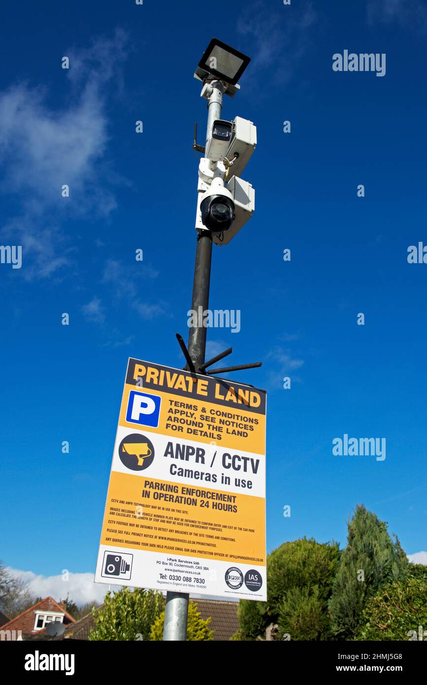 Notice in car park, and CCTV cameras, England UK Stock Photo Alamy