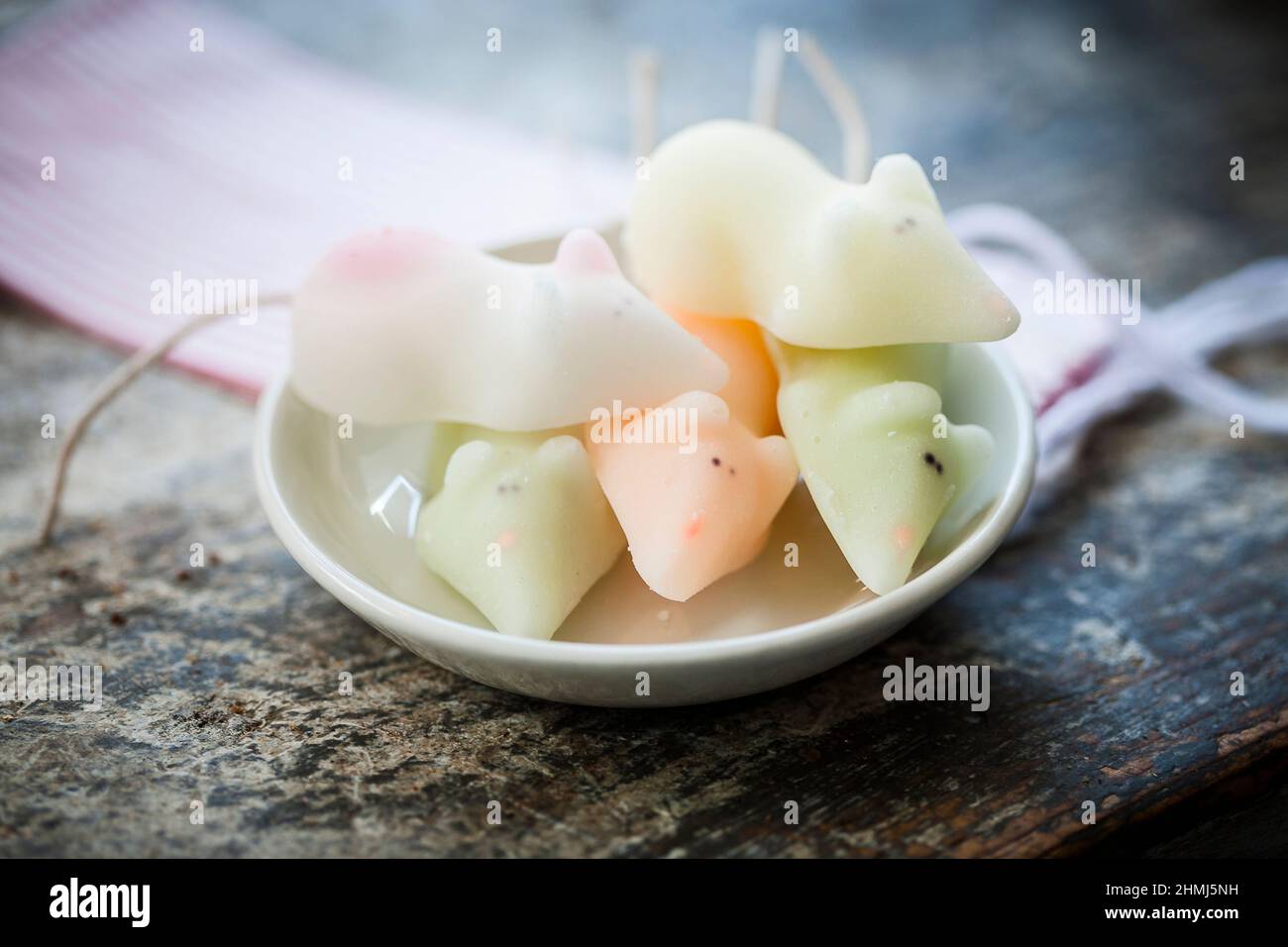 Sugar mice confection for sale in a delicatessen Stock Photo