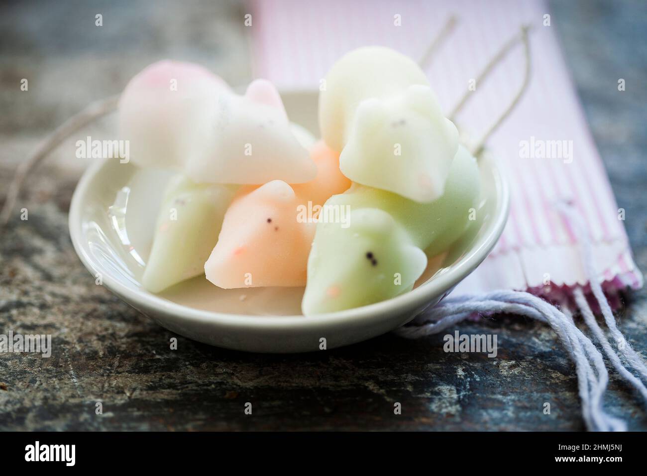 Sugar mice confection for sale in a delicatessen Stock Photo