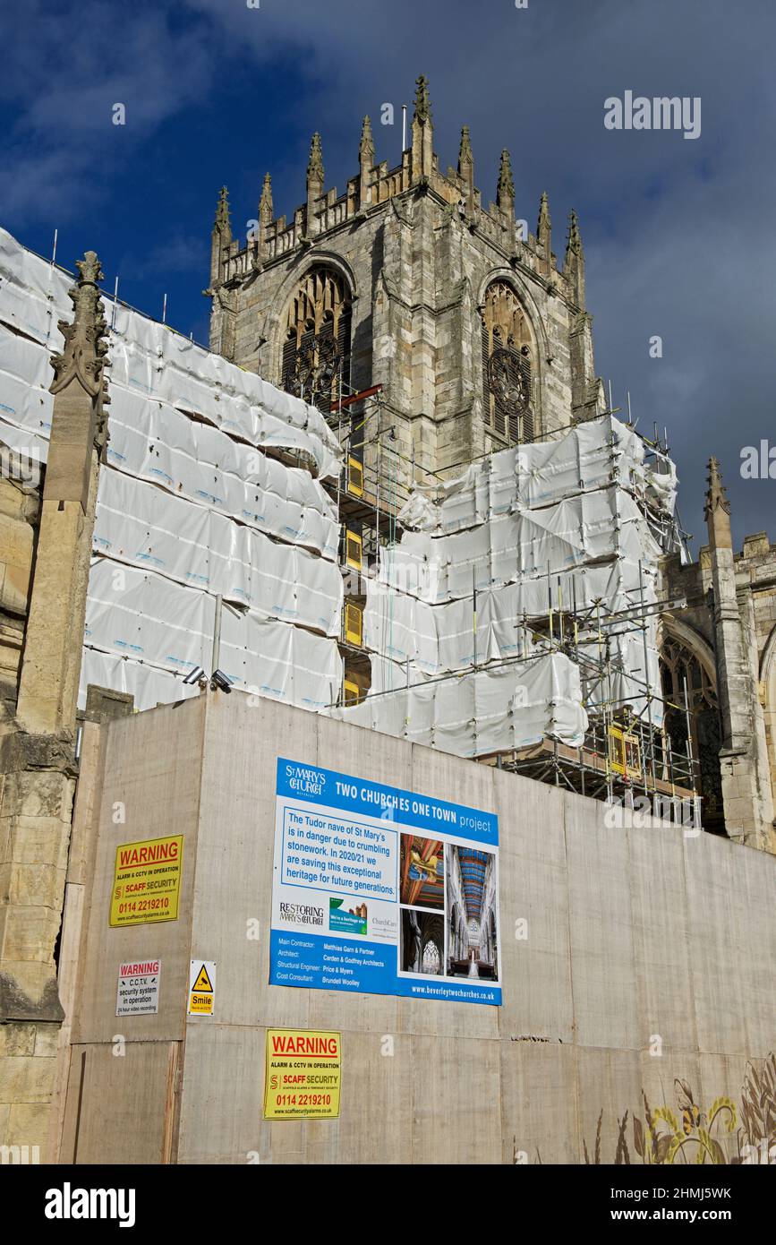 Restoration of St Mary's Church in Beverley, East Yorkshire, England UK Stock Photo