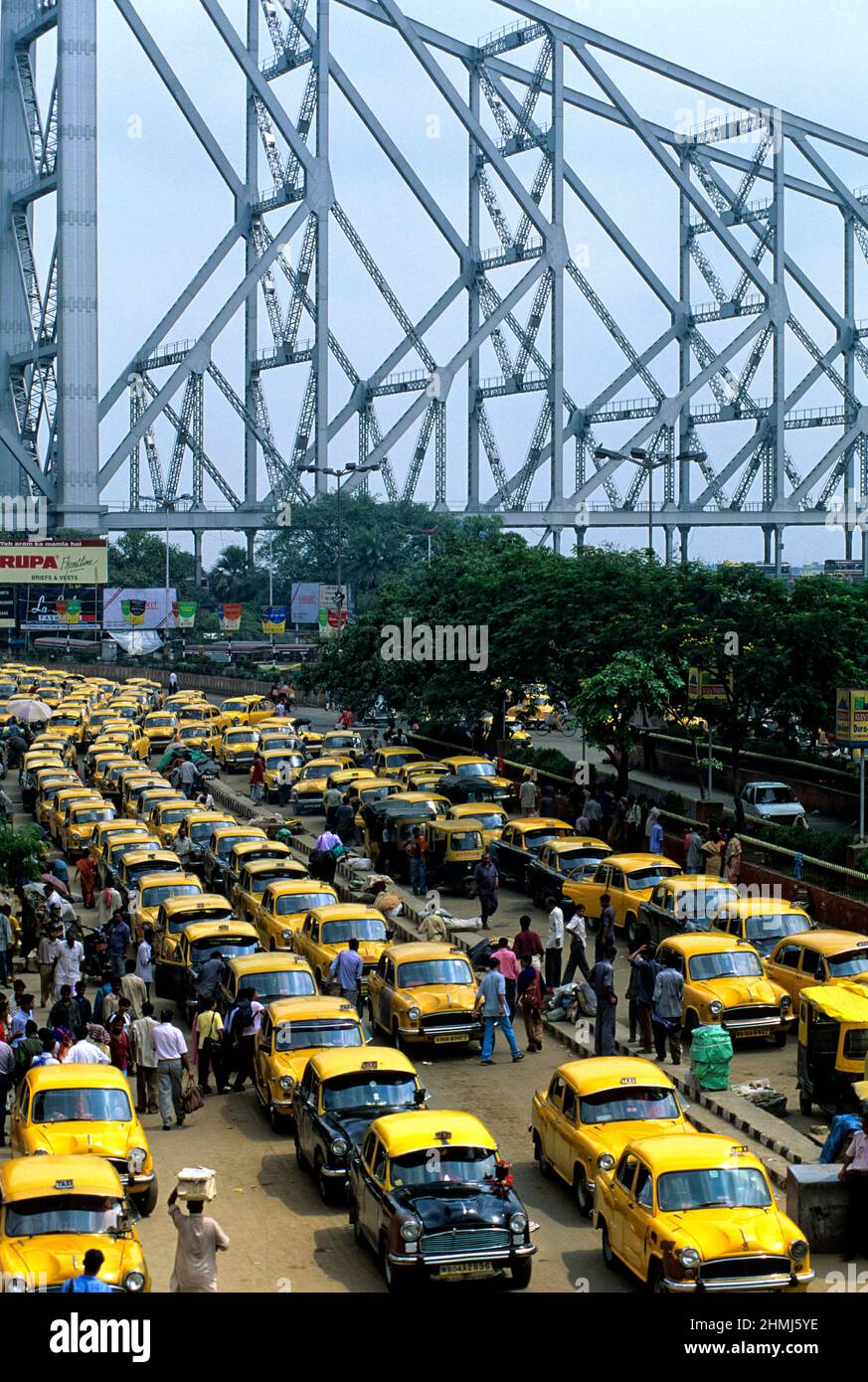 India. Taxi parking in Calcutta Kolkata Stock Photo