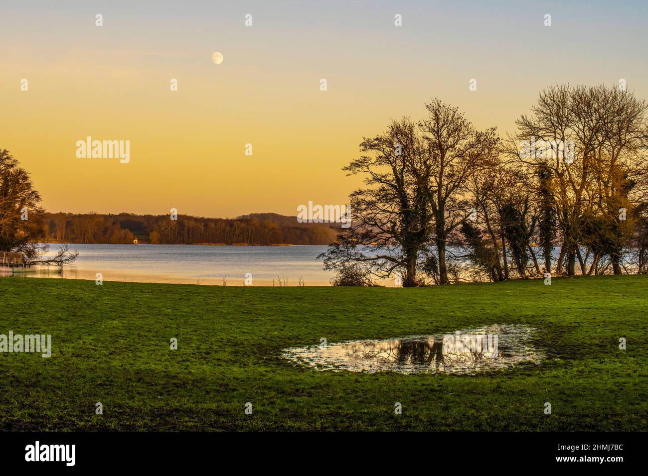 Winter late afternoon at Kellersee, Malente, Germany. Stock Photo
