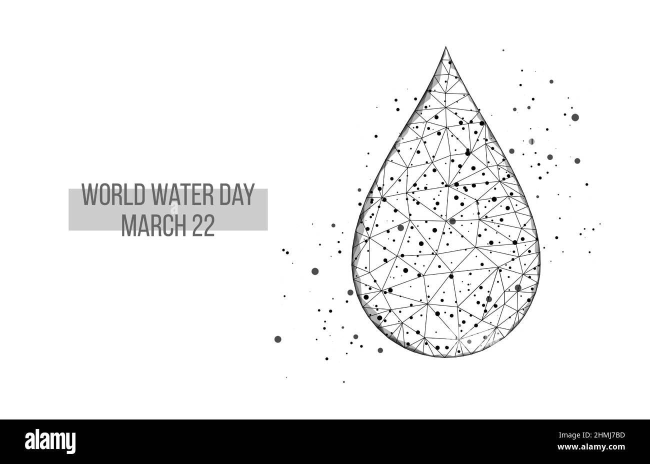 World water day concept. Banner template with glowing low poly water