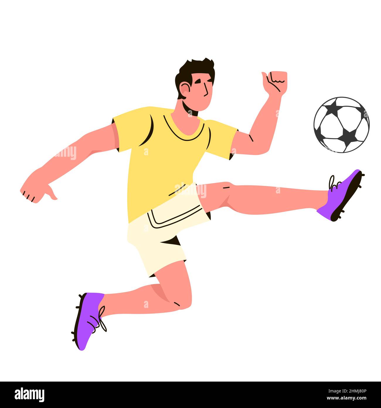 Soccer or football player man with ball. Football championship and