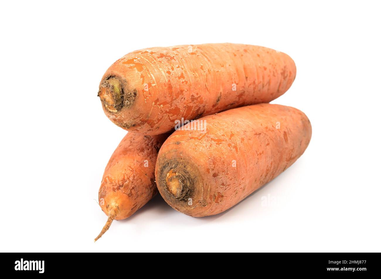 Ripe carrots on white background with soft shadow Stock Photo