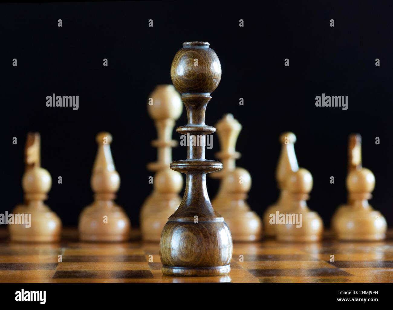 Close up of wooden chess pieces Stock Photo