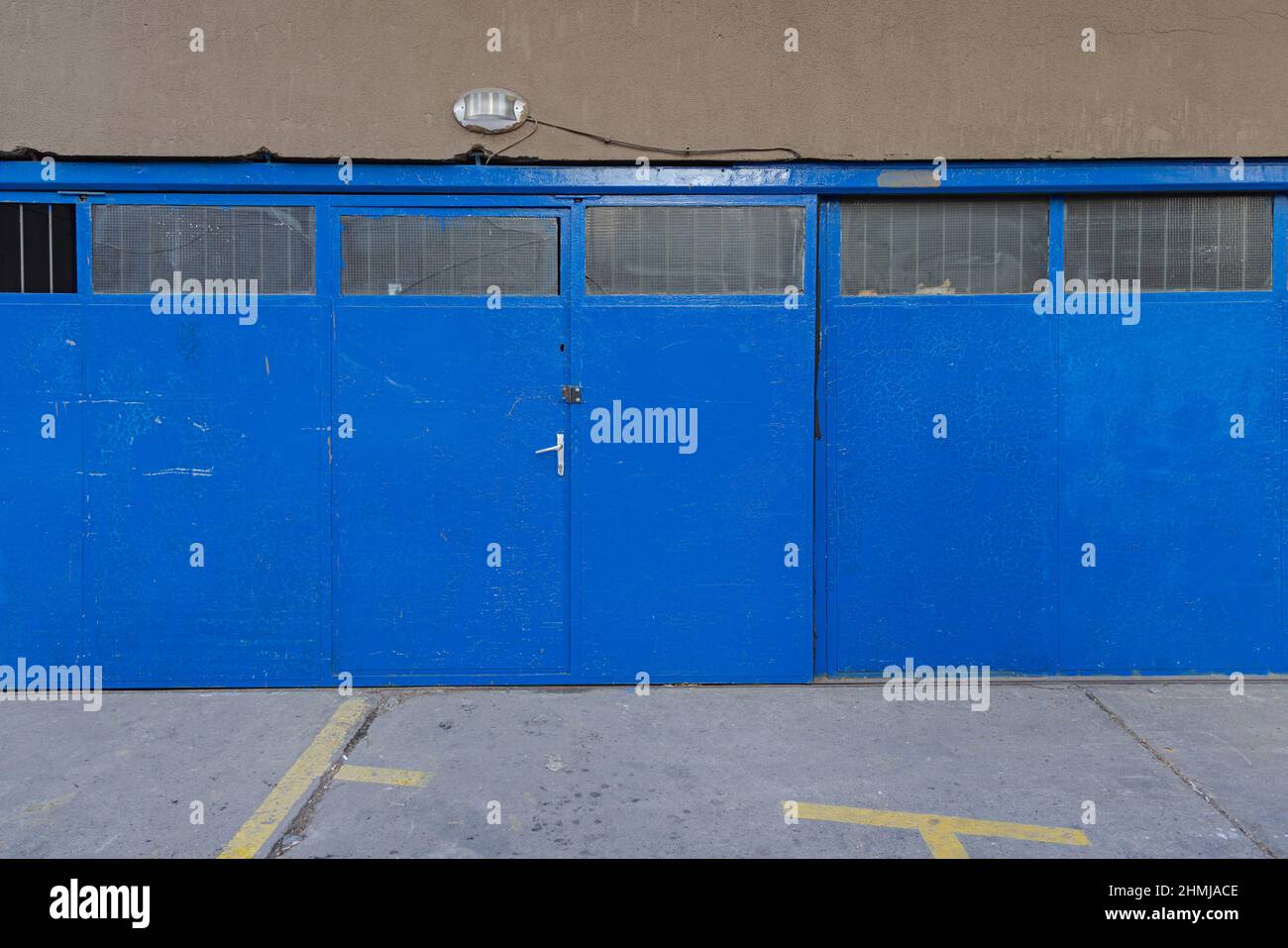 Closed Blue Sliding Doors Storage Building Entrance Exterior Stock Photo Alamy