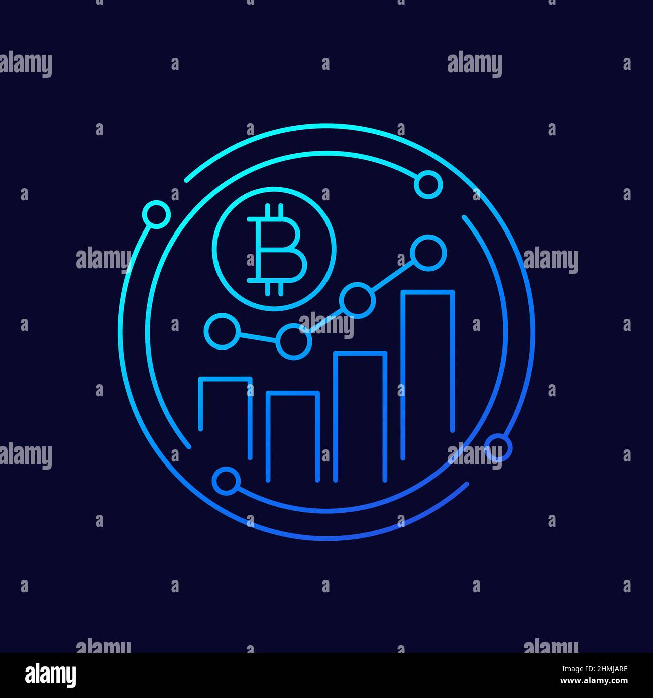 bitcoin growing icon with chart, linear design Stock Vector Image & Art ...