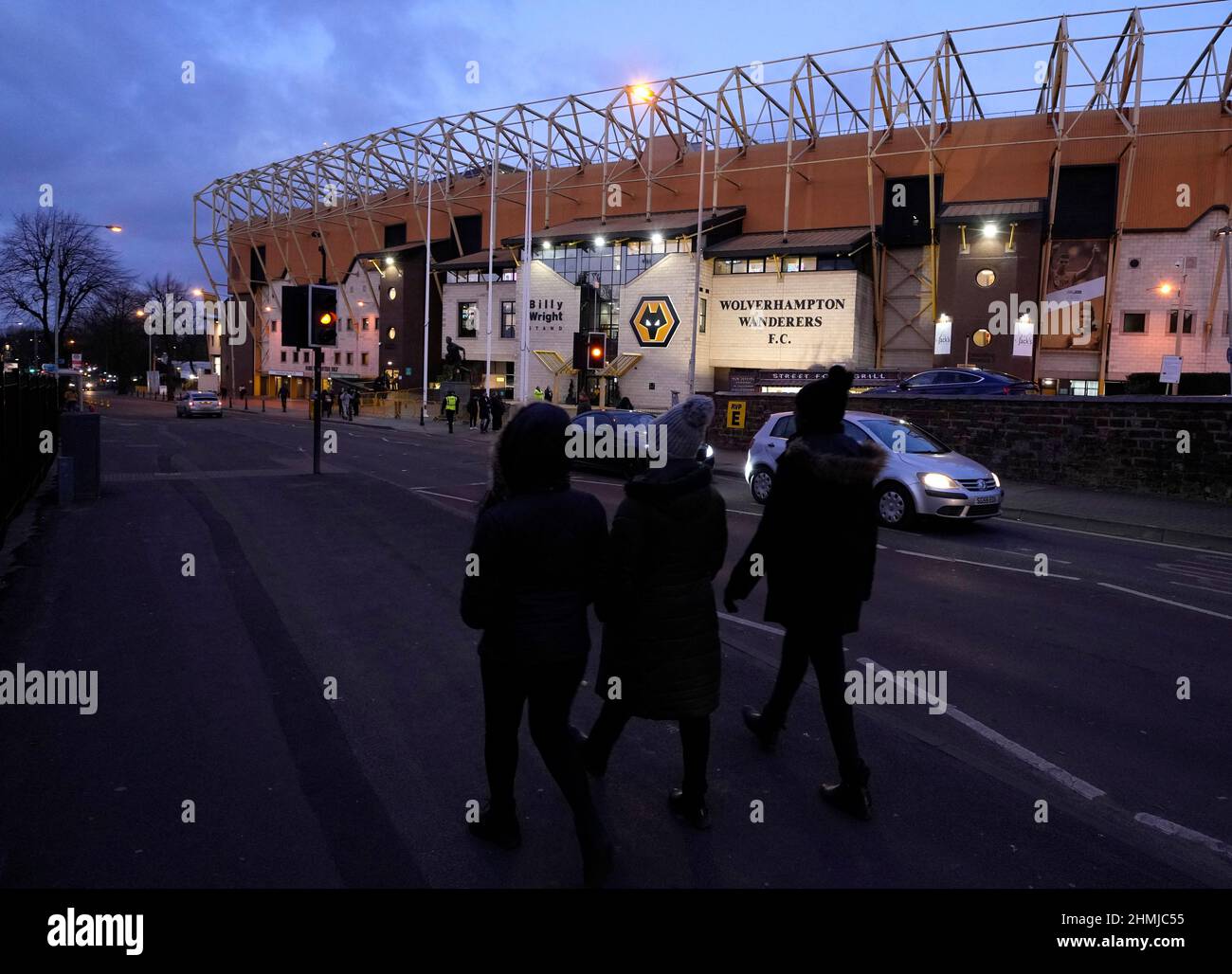 Wolverhampton, England, 10th February 2022. Fans arrive for the Premier League match at Molineux, Wolverhampton. Picture credit should read: Andrew Yates / Sportimage Stock Photo