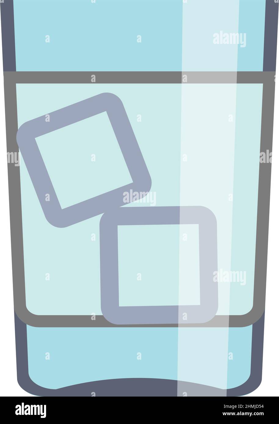 Cold drink with ice cubes in glass. Summer refreshment Stock Vector