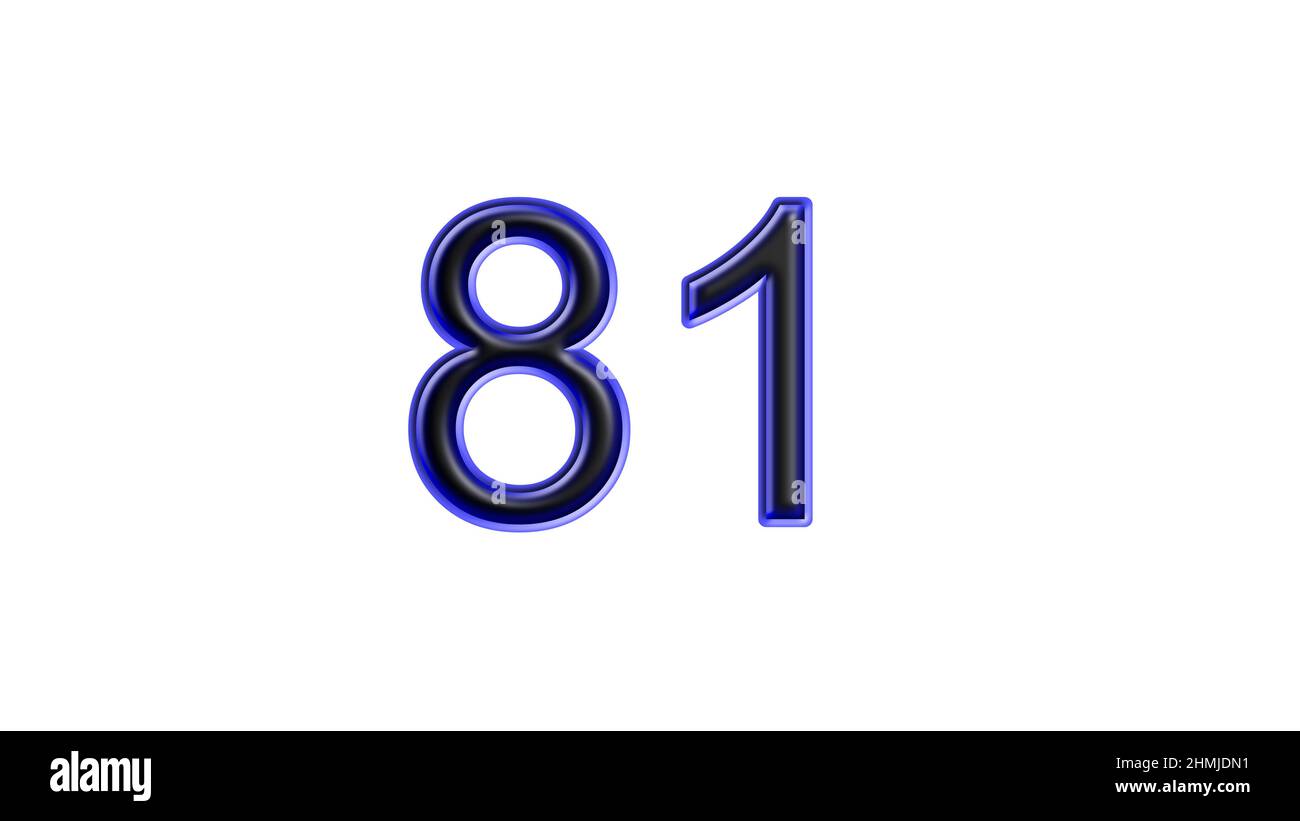 blue 81 number 3d effect white background Stock Photo