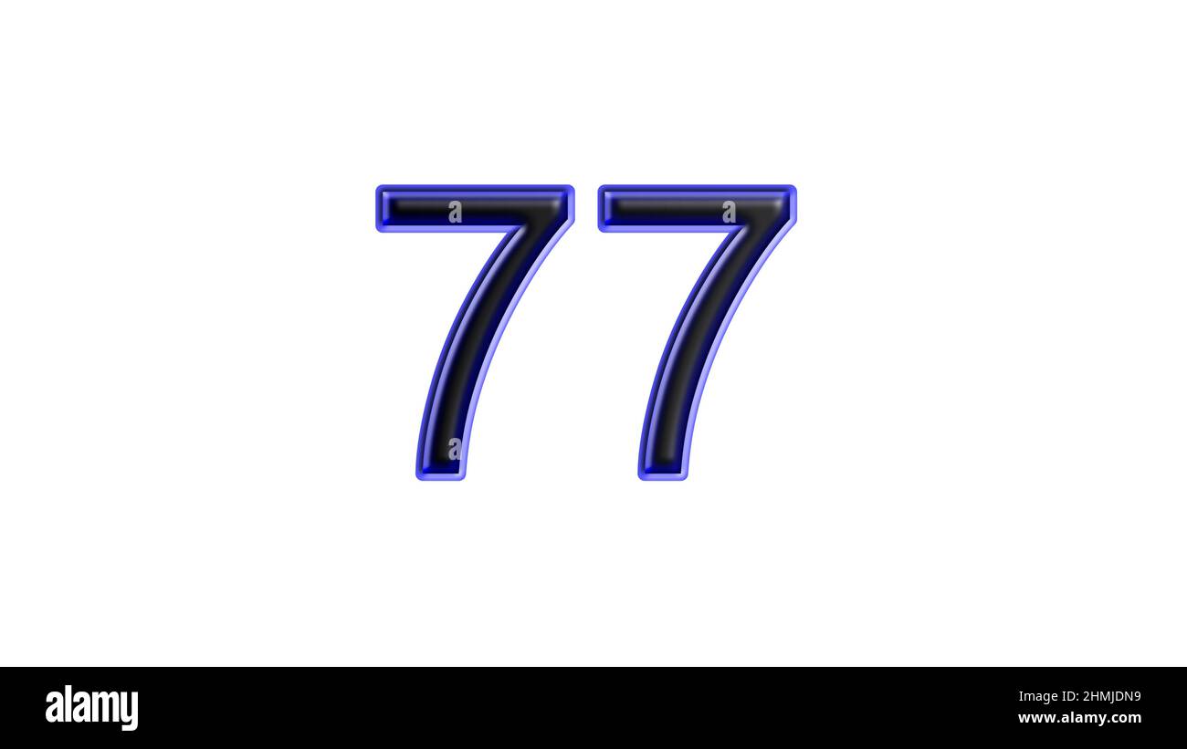 blue 77 number 3d effect white background Stock Photo - Alamy