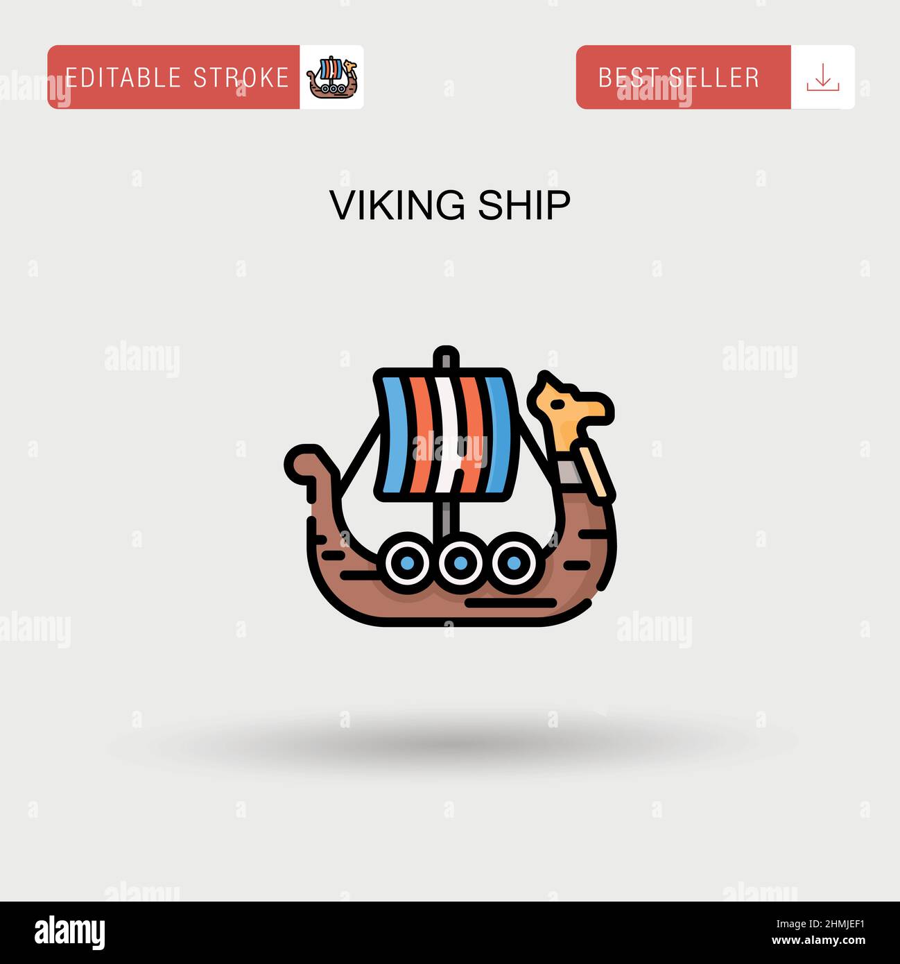 Viking ship Simple vector icon. Stock Vector