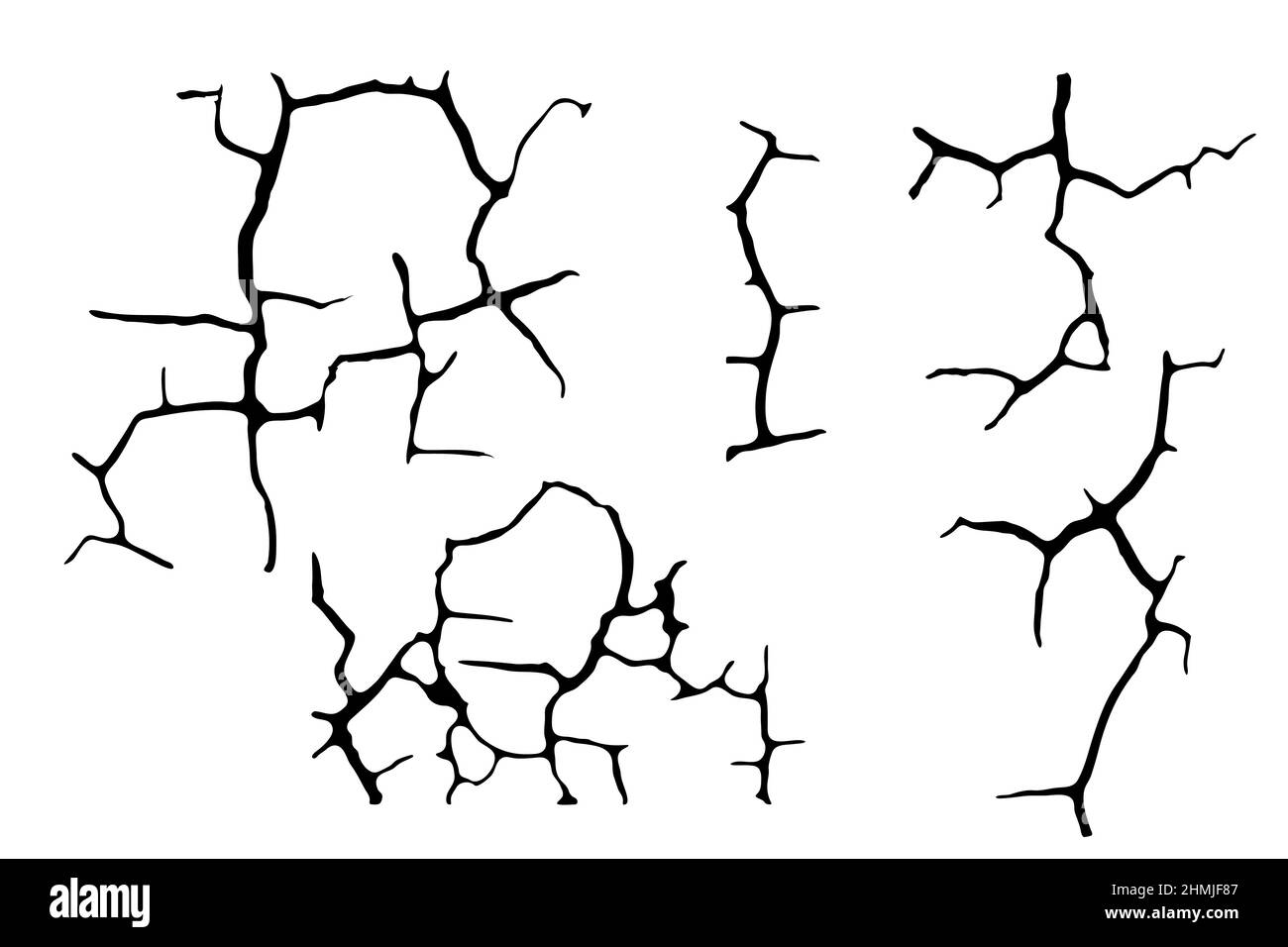 Vector crack effect in floor, broken concrete wall or ground. Cement distruction by earthquake. Isolated hole. Crash line in glass, screen, ice. Damag Stock Vector
