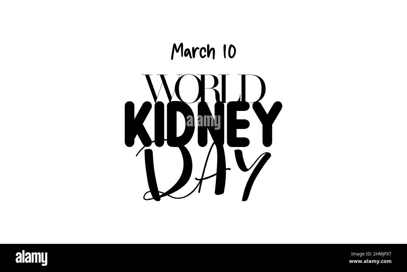 World Kidney Day. Health awareness brush calligraphy concept vector template for banner, card, poster, background. Stock Vector