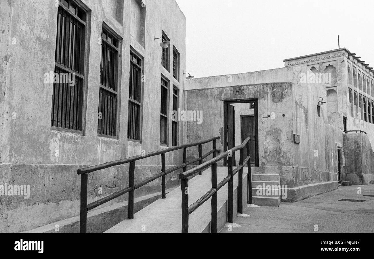 Wakrah, Qatar- January 21,2022 : Old buildings architecture in the Wakrah souq (Traditional Market). Stock Photo