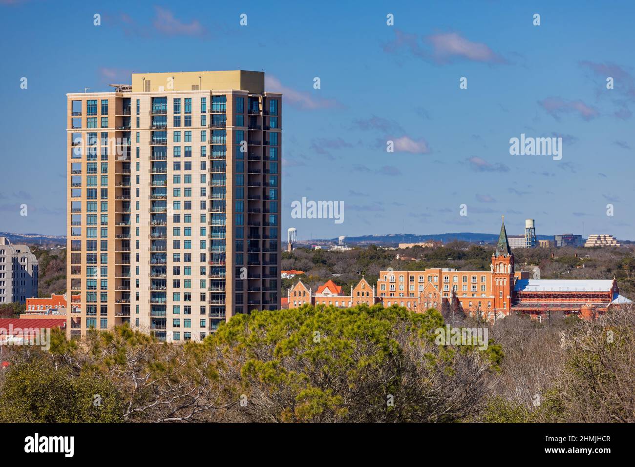 Sunny view of the lanscape in San Antonio Botanical Garden at Texas ...