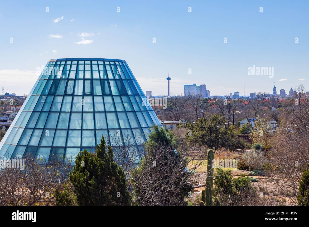 Sunny view of the lanscape in San Antonio Botanical Garden at Texas ...