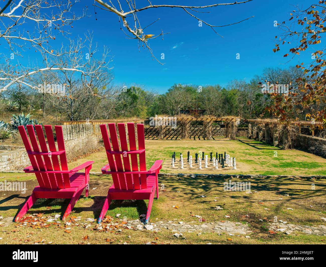 Sunny view of the chessmate in San Antonio Botanical Garden at Texas ...