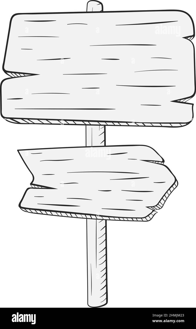 Wooden signpost with empty boards. Retro road sign Stock Vector Image