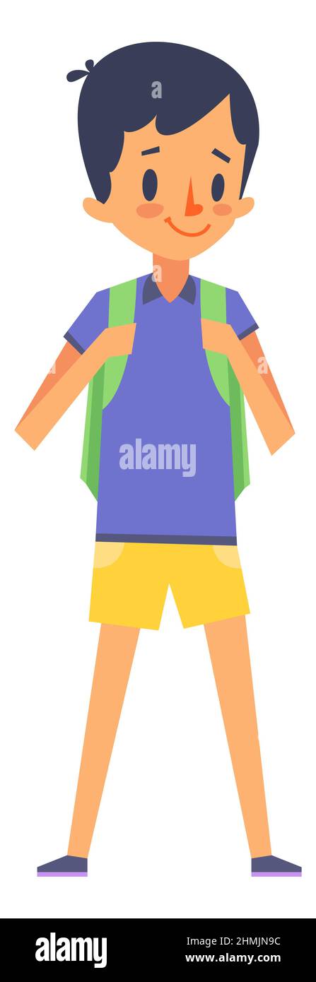 Smiling boy with school backpack. Active kid character Stock Vector ...