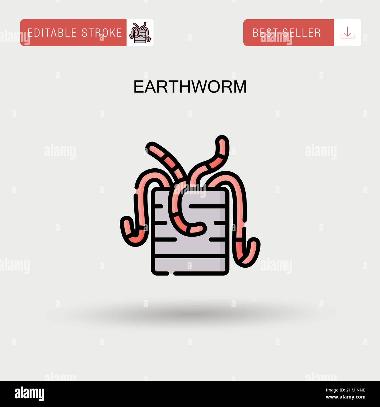Earthworm Simple vector icon. Stock Vector