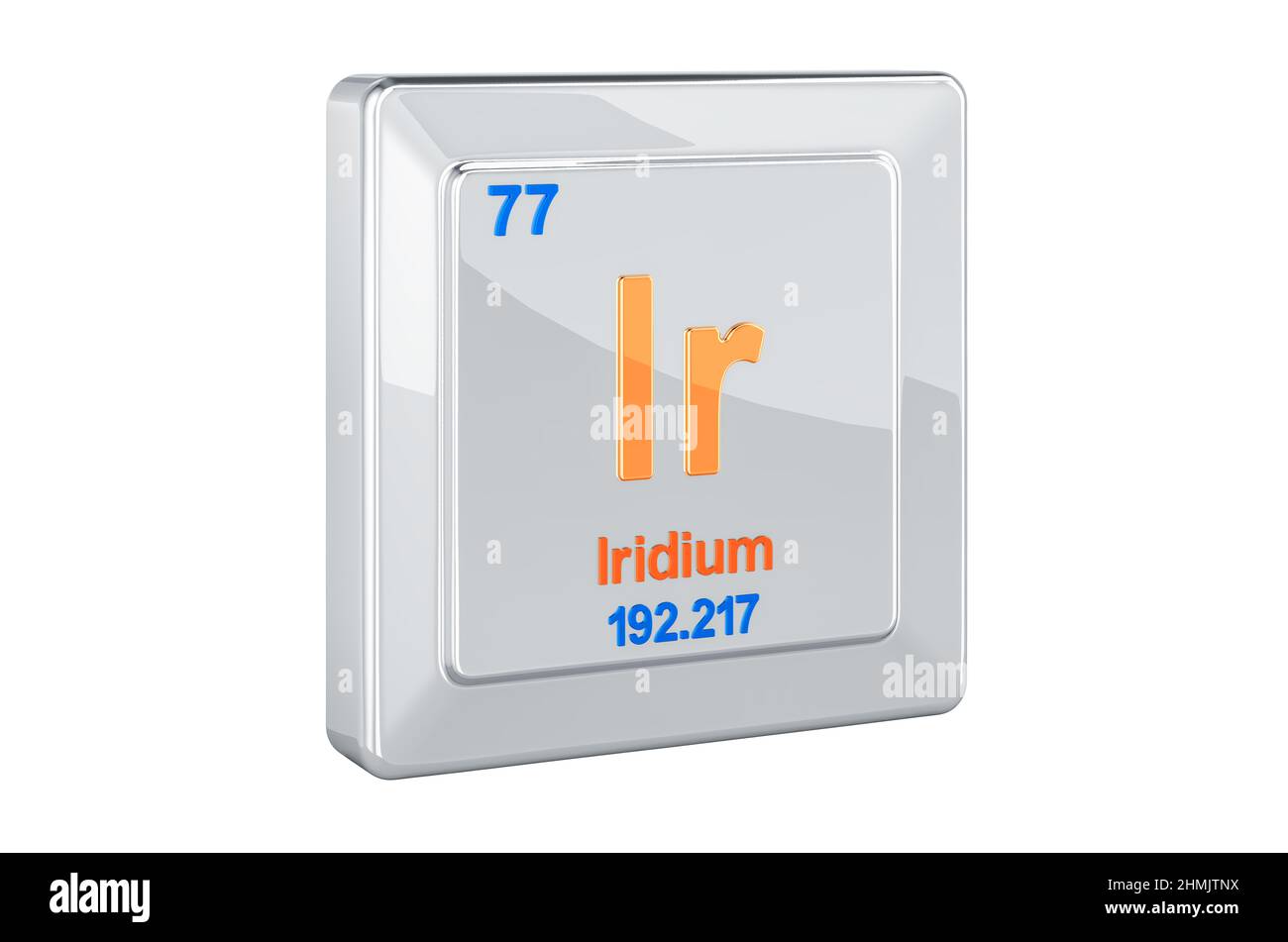 Iridium Ir, chemical element sign. 3D rendering isolated on white background Stock Photo