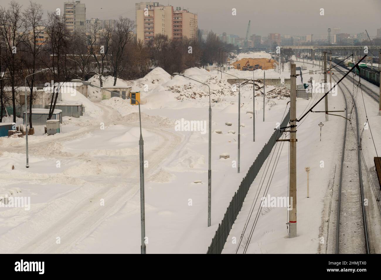Russian Railways lyublino in winter with snow 2022 Stock Photo