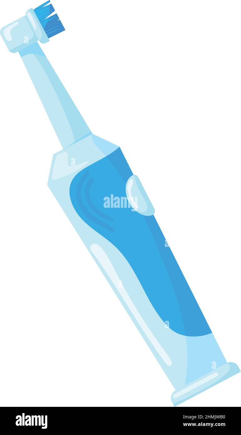 Electric toothbrush icon. Teeth brushing cartoon device isolated on