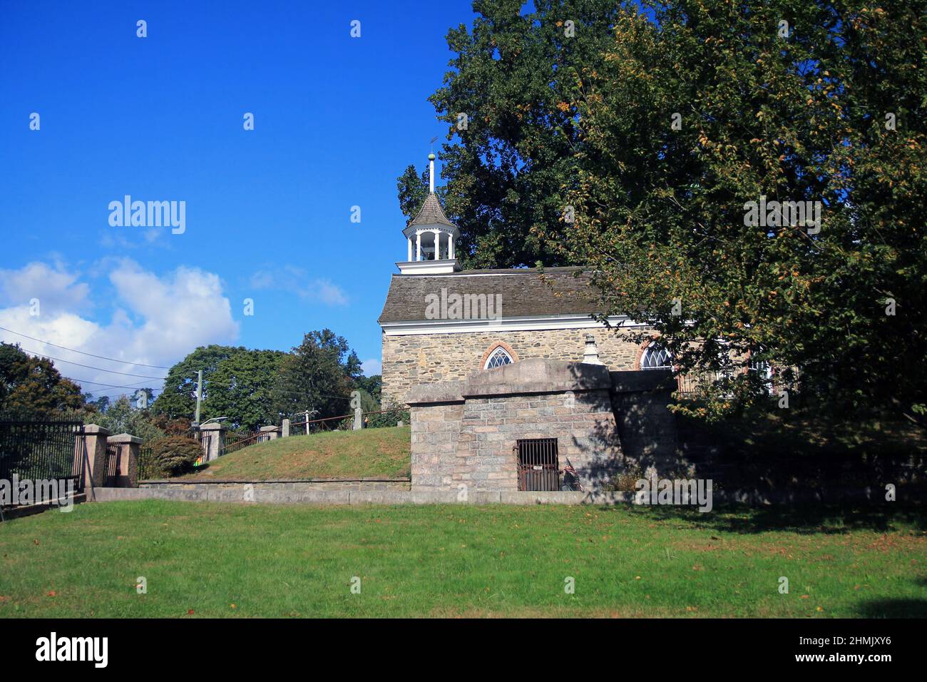 Sleepy Hollow church with the Old Dutch Burying Ground in New York State Stock Photo
