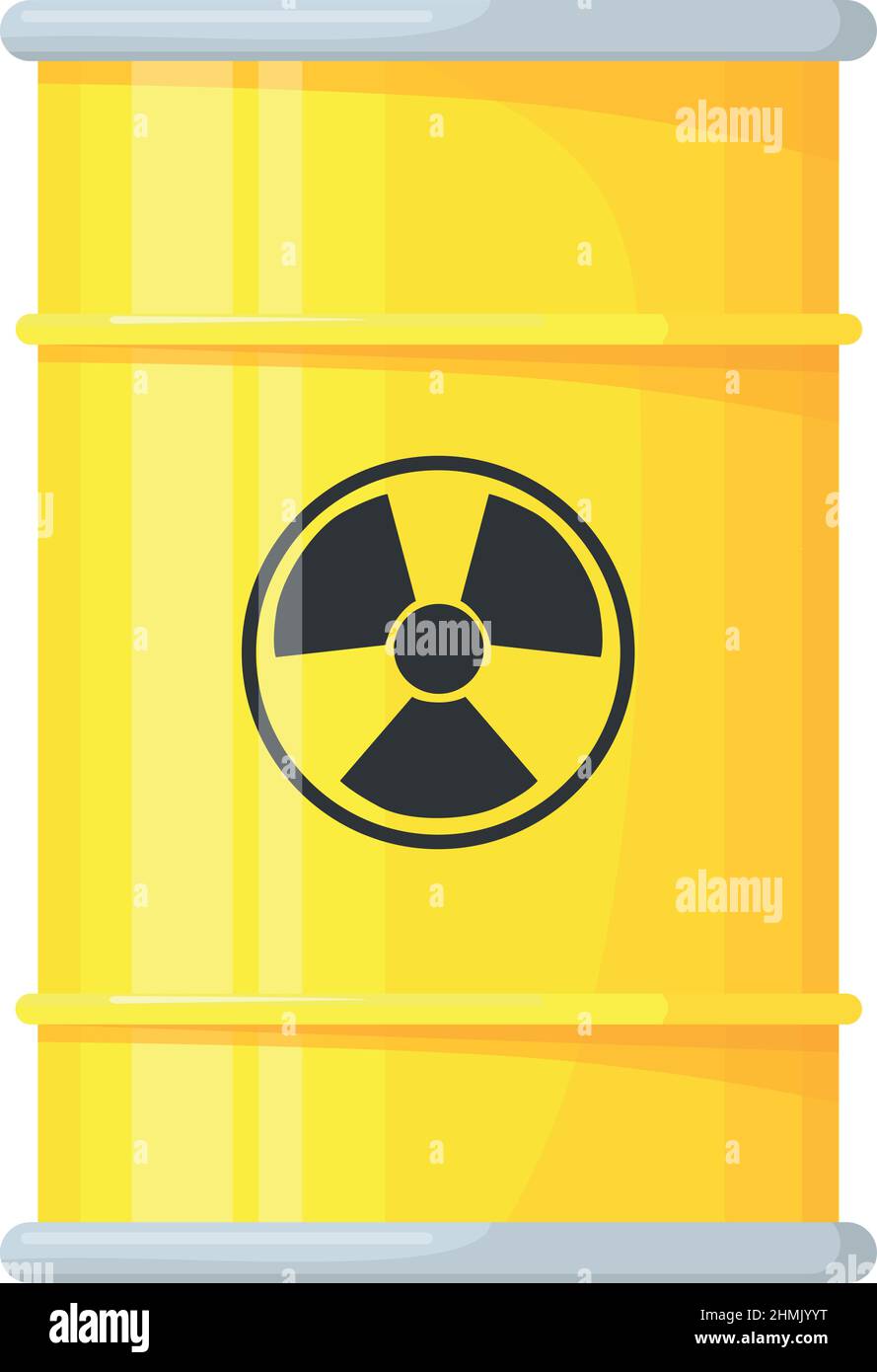 Yellow barrel with radiation hazard sign. Radioactive waste isolated on white background Stock Vector