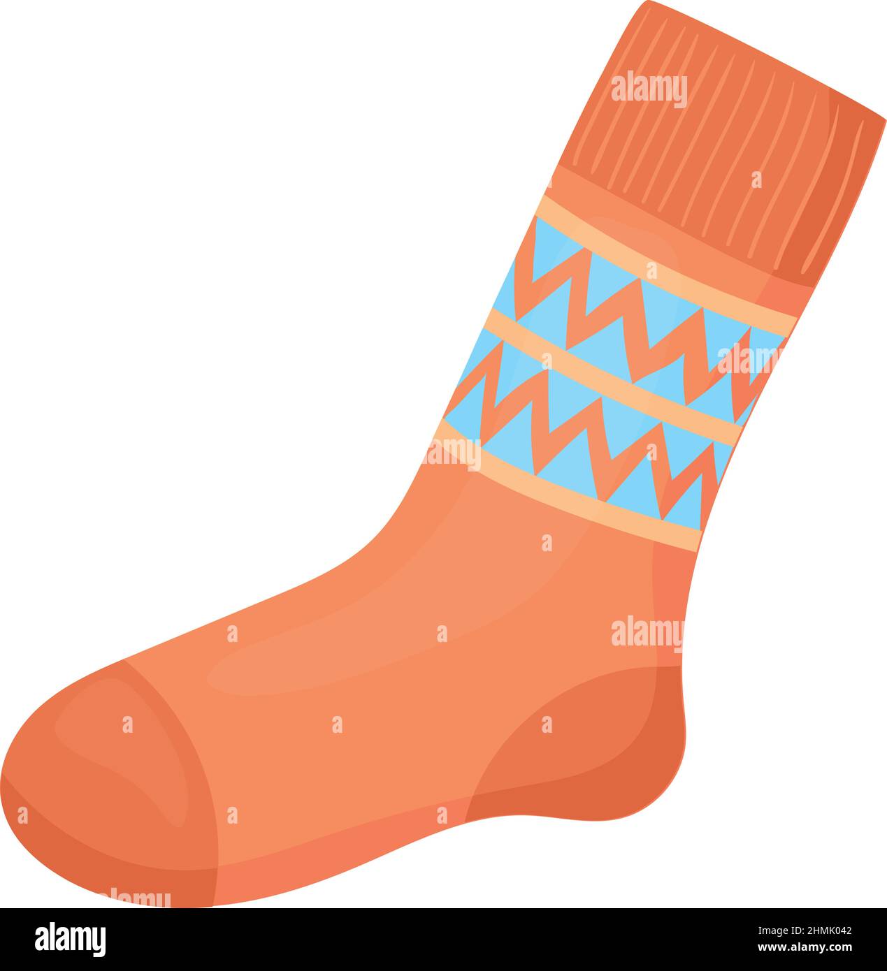 High sock icon. Casual warm cartoon footwear isolated on white background Stock Vector