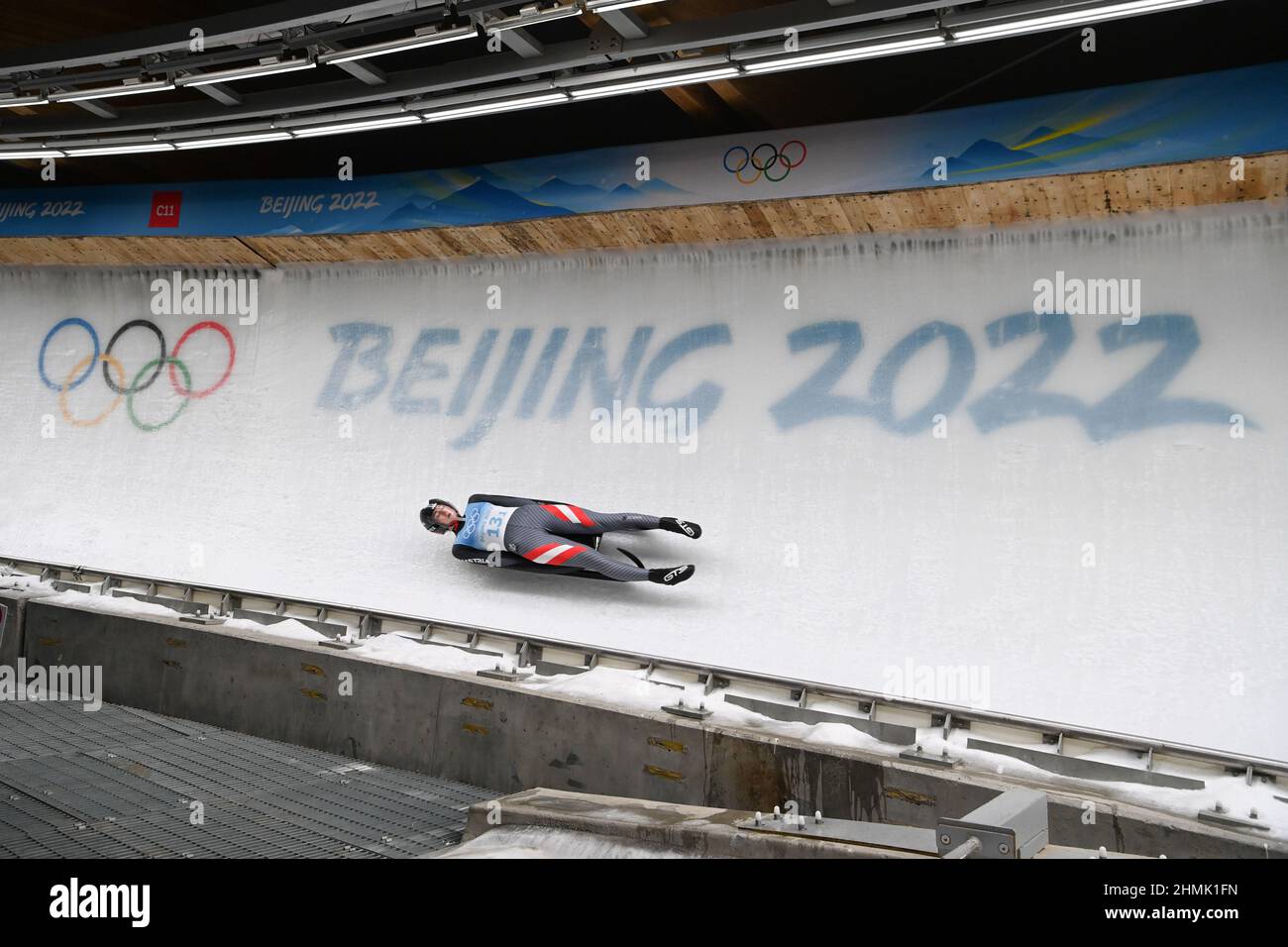 Beijing, China. 10th Feb, 2022. Madeleine Egle of Austria competes during the luge team relay competition?at the Yanqing?National Sliding Centre in Yanqing?district of Beijing, capital of China, Feb. 10, 2022. Credit: Sun Fei/Xinhua/Alamy Live News Stock Photo