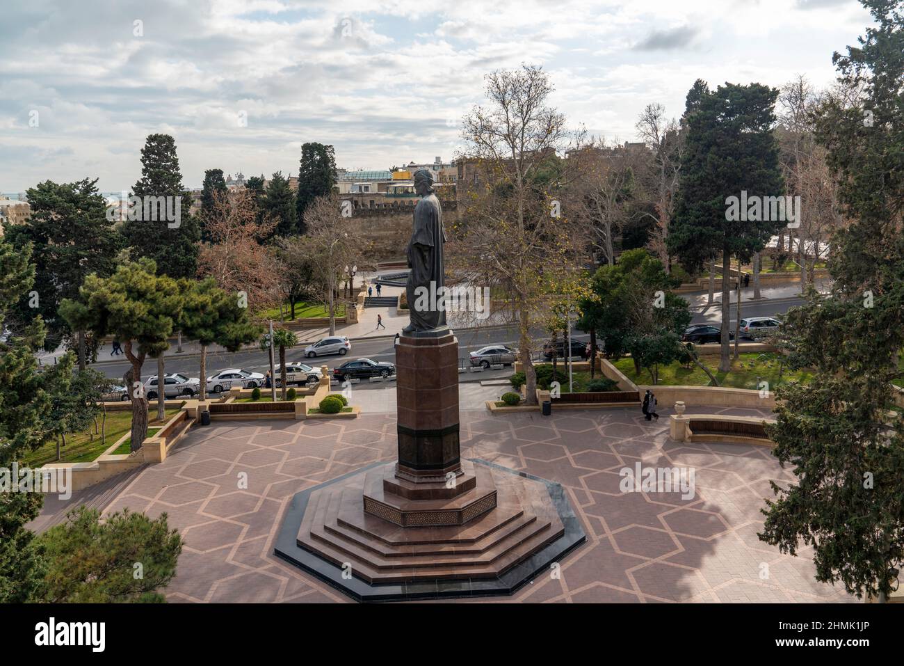 Baku, Azerbaijan - January 03 2022- Statue of Nizami Ganjavi who is a poet Stock Photo