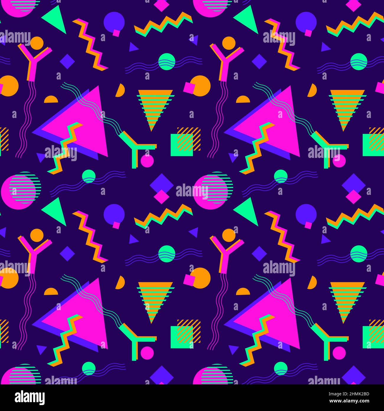 90s Nostalgia fashion vector seamless pattern background. Cool color  vintage style. Evoke 90s fashion aesthetic Stock Vector Image & Art - Alamy