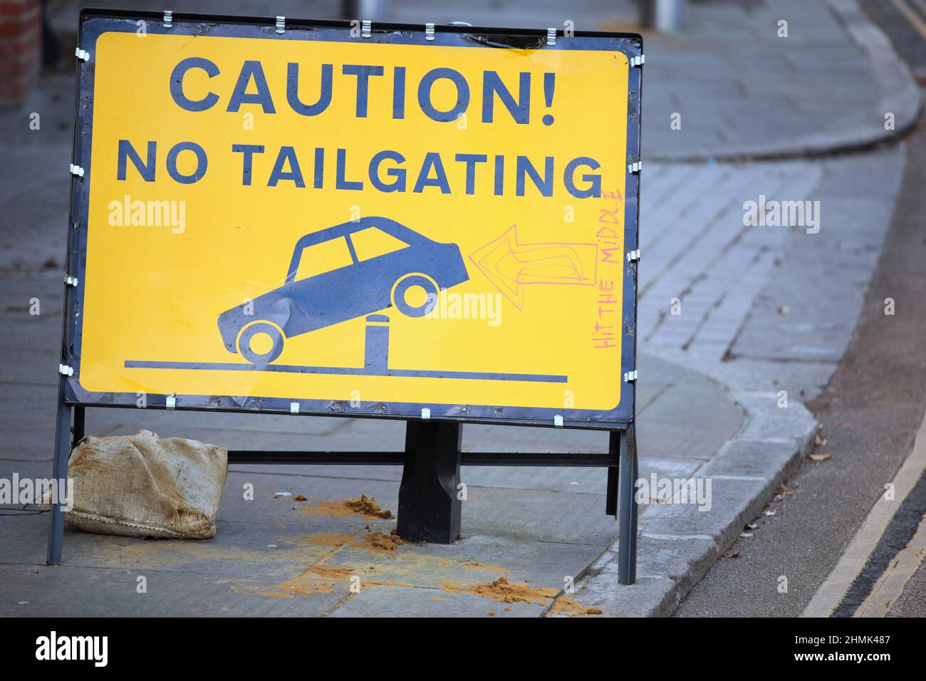 Caution No Tailgating Sign Stock Photo Alamy