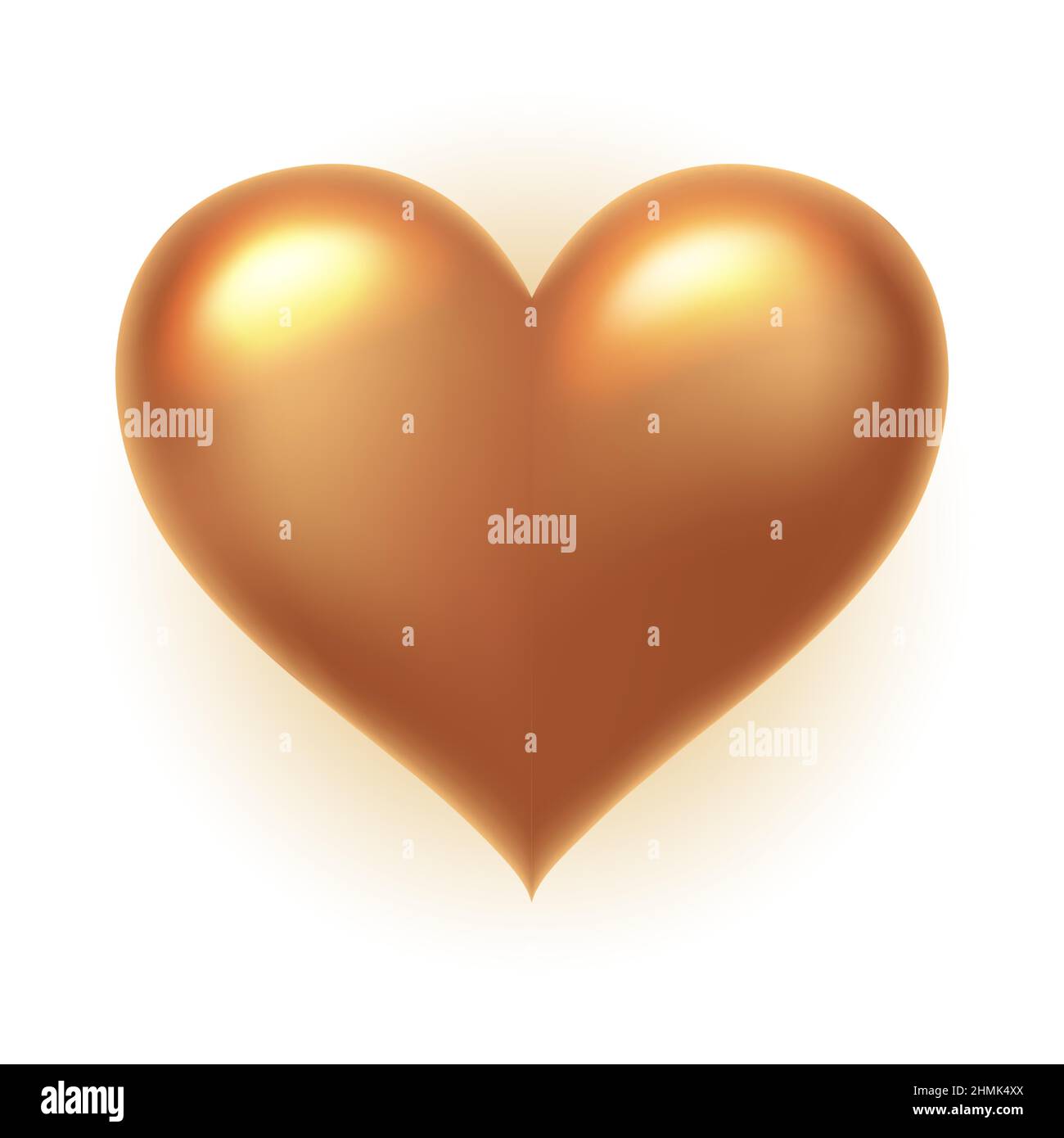 Gold glossy 3D heart shape isolated on a transparent background. A symbol of love, an element for decorating holidays, wedding invitations, and Stock Vector