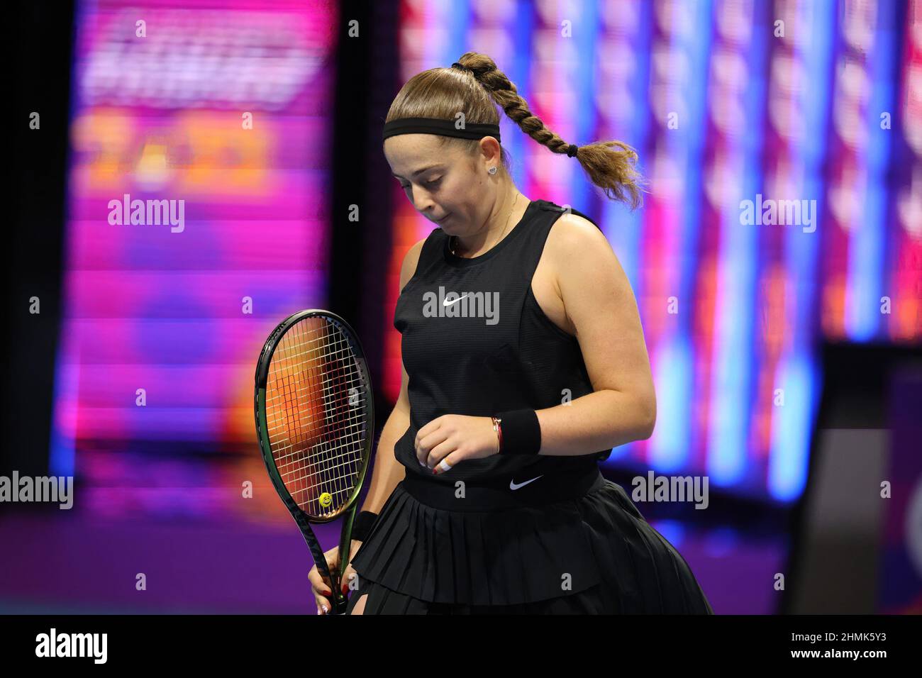 Jelena Ostapenko of Latvia plays against Andrea Petkovic of Germany