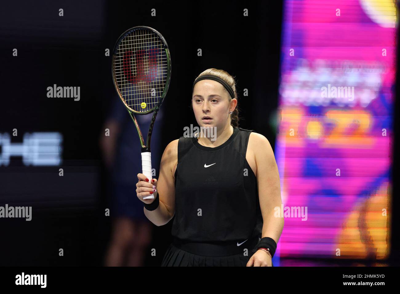 Jelena Ostapenko of Latvia plays against Andrea Petkovic of Germany