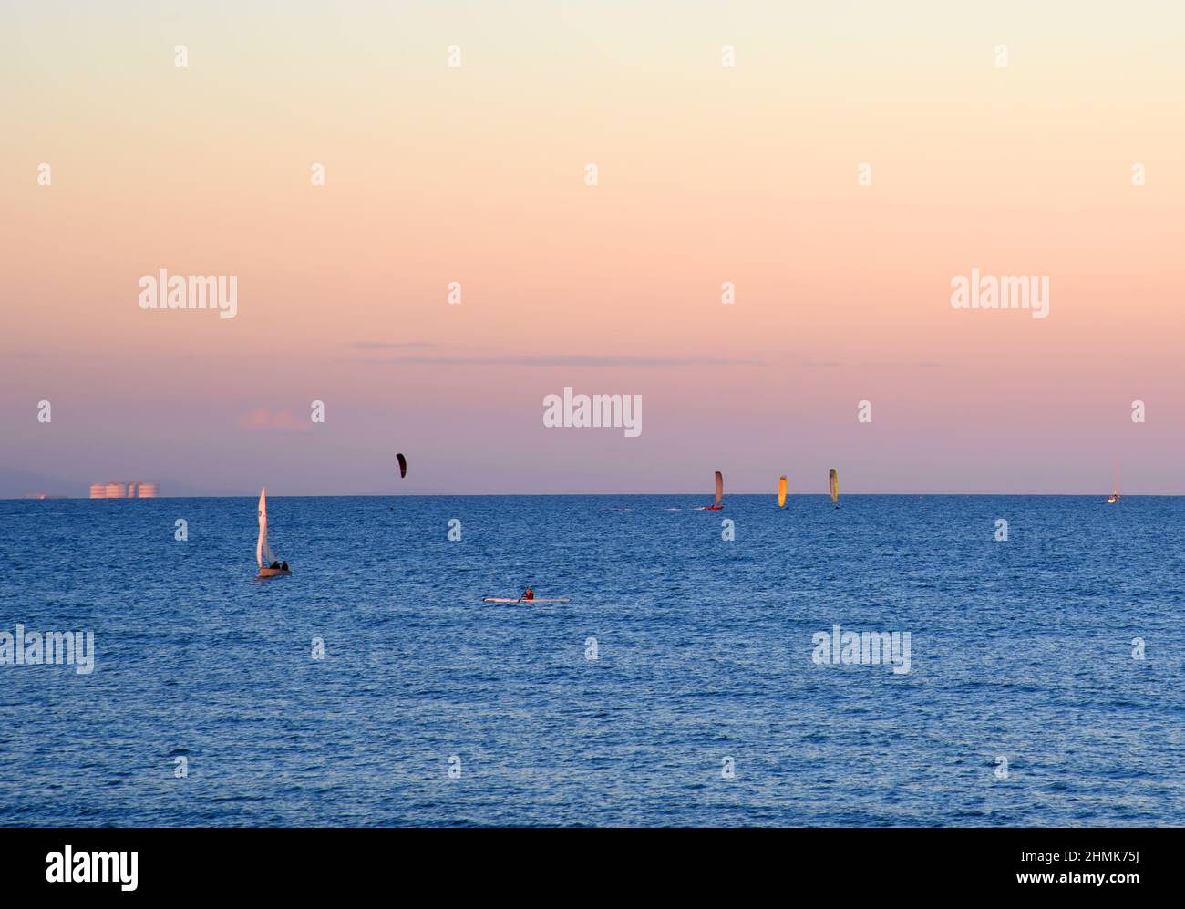 Sailboat at sea on sailing on the waves. Yachtsman during training on a