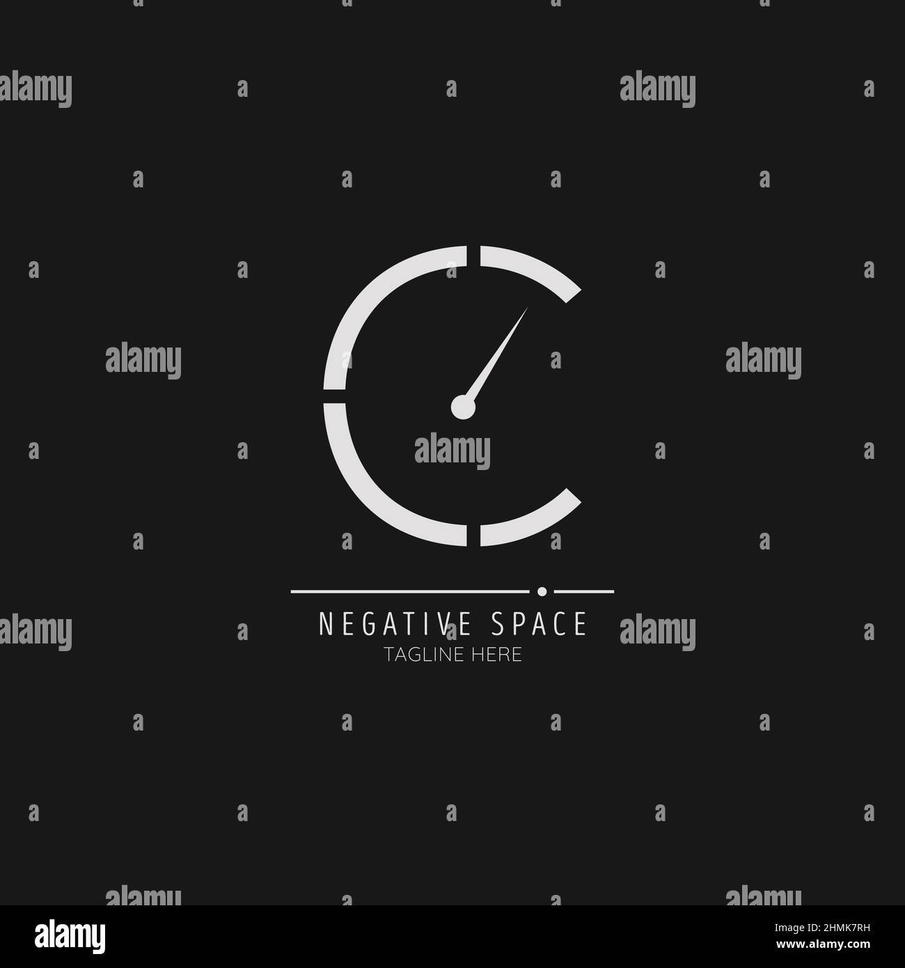 Minimal initial letter C with clock incorporated. Negative Space abstract Style Modern Vector Editable Stock Vector