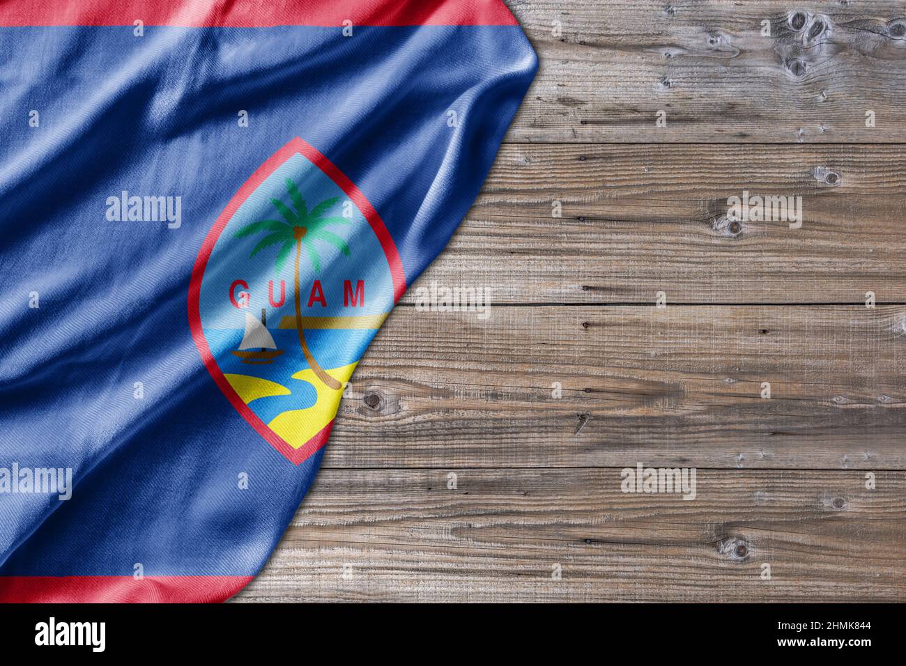 United States country state Guam on old wooden pattern table board