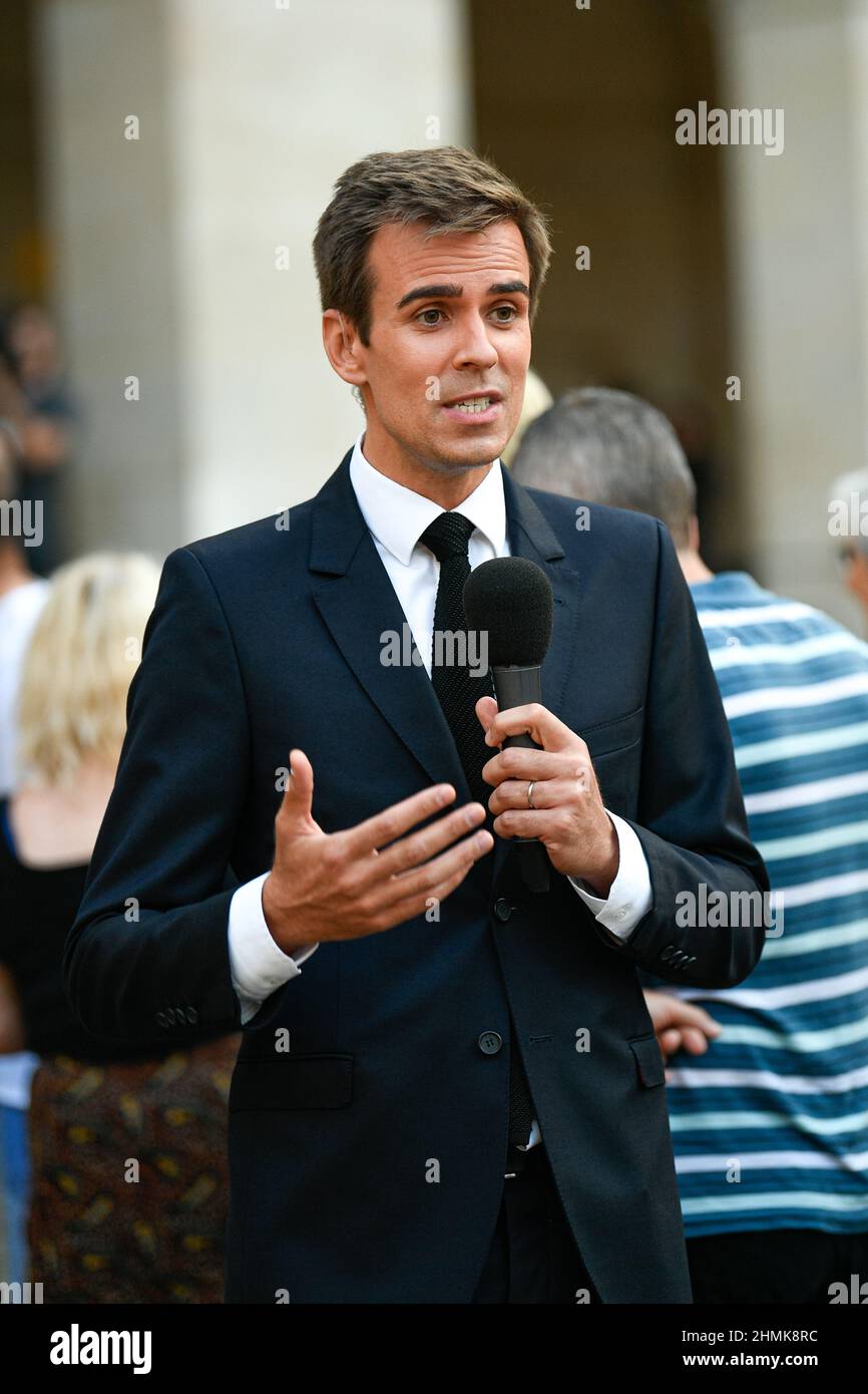 French TV journalist (France 2) Jean-Baptiste Marteau during Jean-Paul  Belmondo's national tribute held at the Hotel des Invalides in Paris,  France on Stock Photo - Alamy