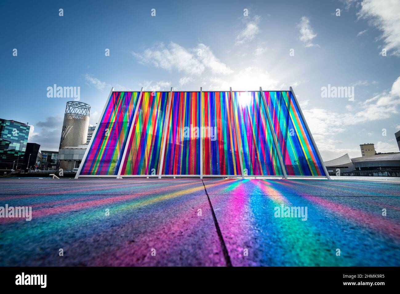 Through No.4 by Liz West. Launched as part of Quays Festival 2021 Through No.4 – a six-metre long triangular corridor Stock Photo