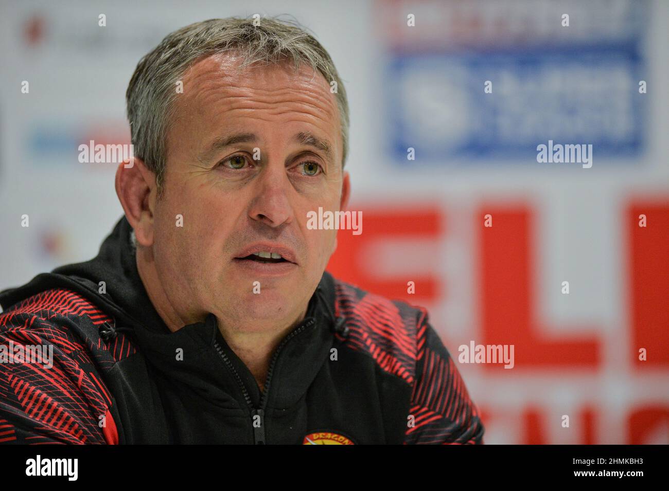 St. Helens, England 10 February 2022 Catalan Dragons’ coach Steve