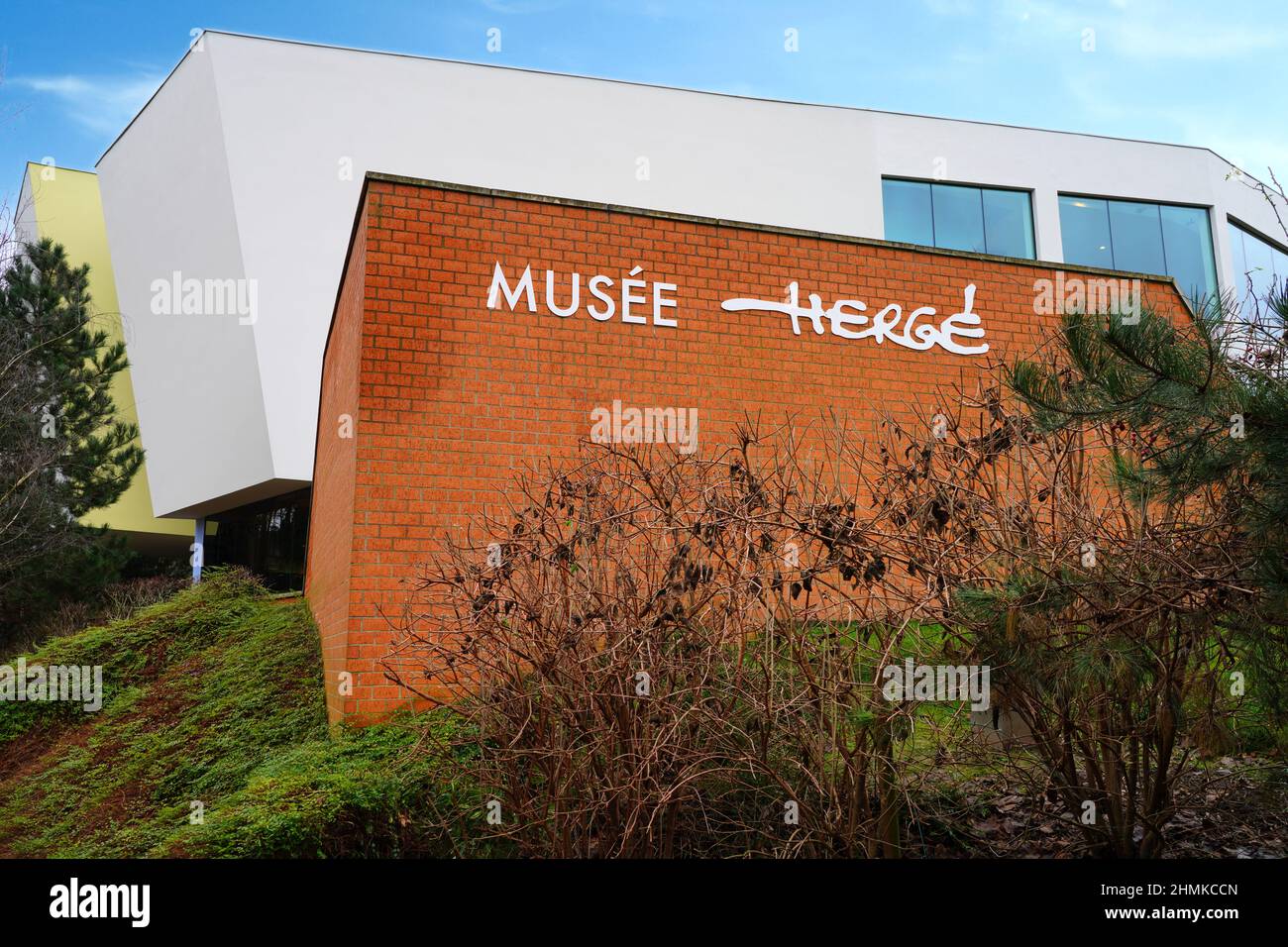 LOUVAIN-LA-NEUVE, BELGIUM -7 JAN 2022- Exterior view of the Herge Museum dedicated to the life and work of the Belgian cartoonist Georges Remi, creato Stock Photo