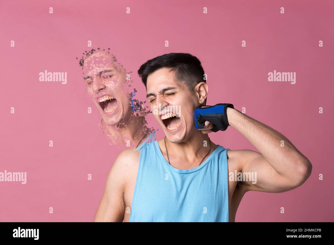 hurting oneself and suffering pain as a result Stock Photo