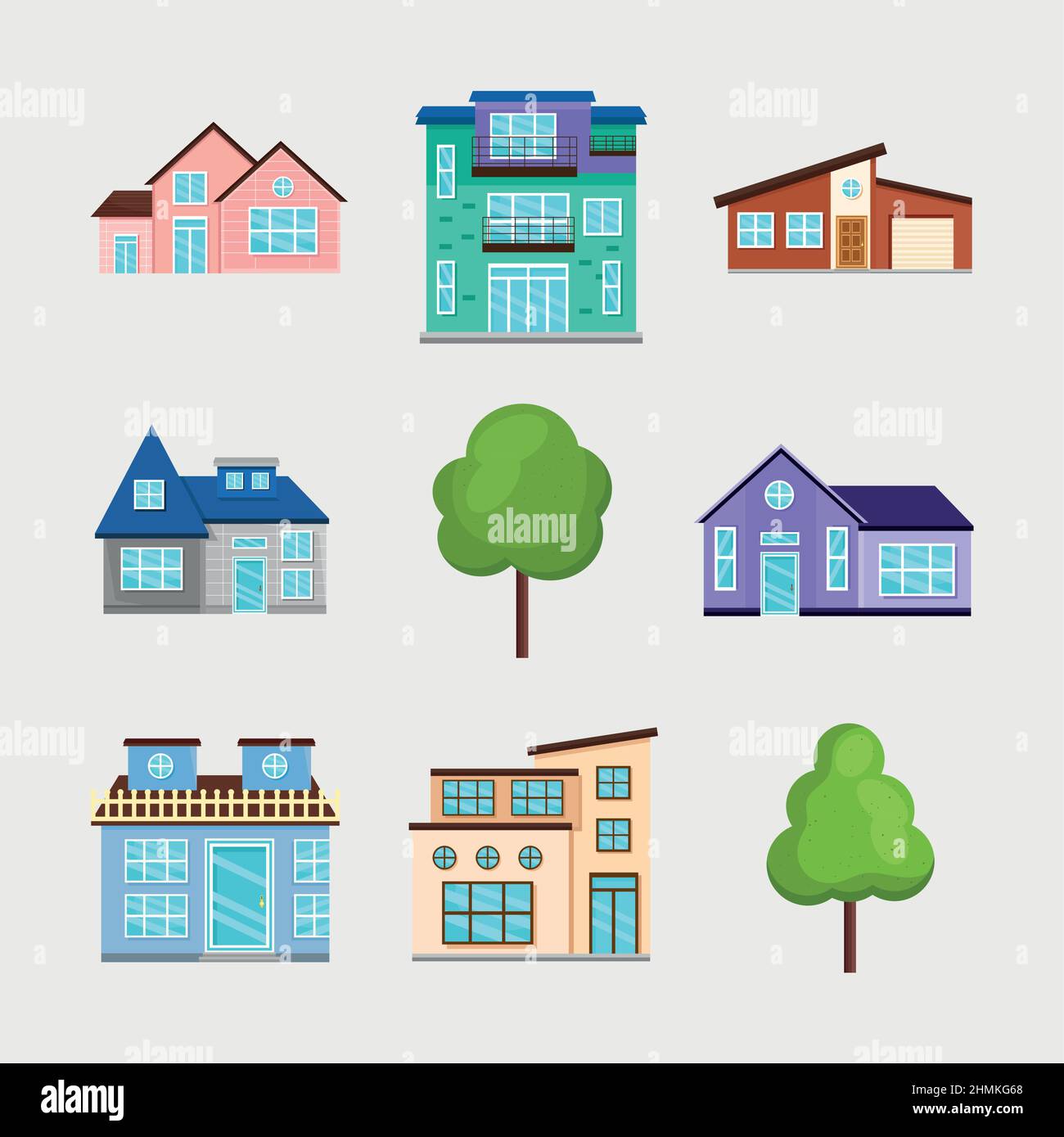 seven dream houses icons Stock Vector
