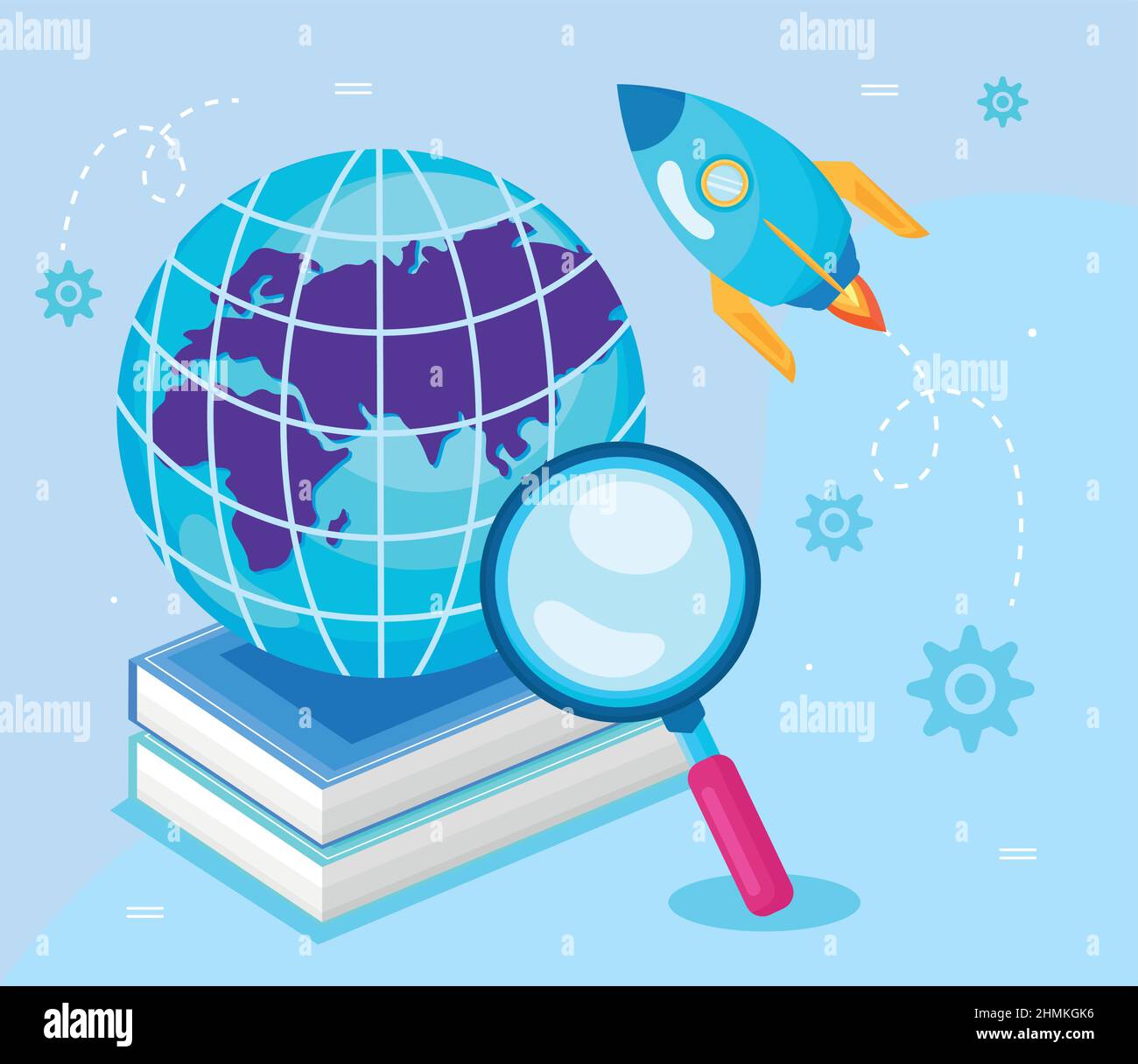 magnifying and knowledge icons Stock Vector Image & Art - Alamy